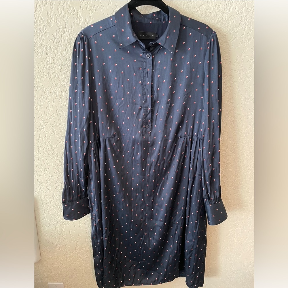 Hatch Maternity Navy Collar Long Sleeve Dress 1